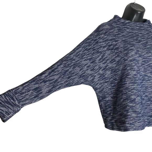 J Crew Point Sur Sweater Womens XS Blue Marled Cotton Mock Neck Oversized Preppy - Picture 5 of 12